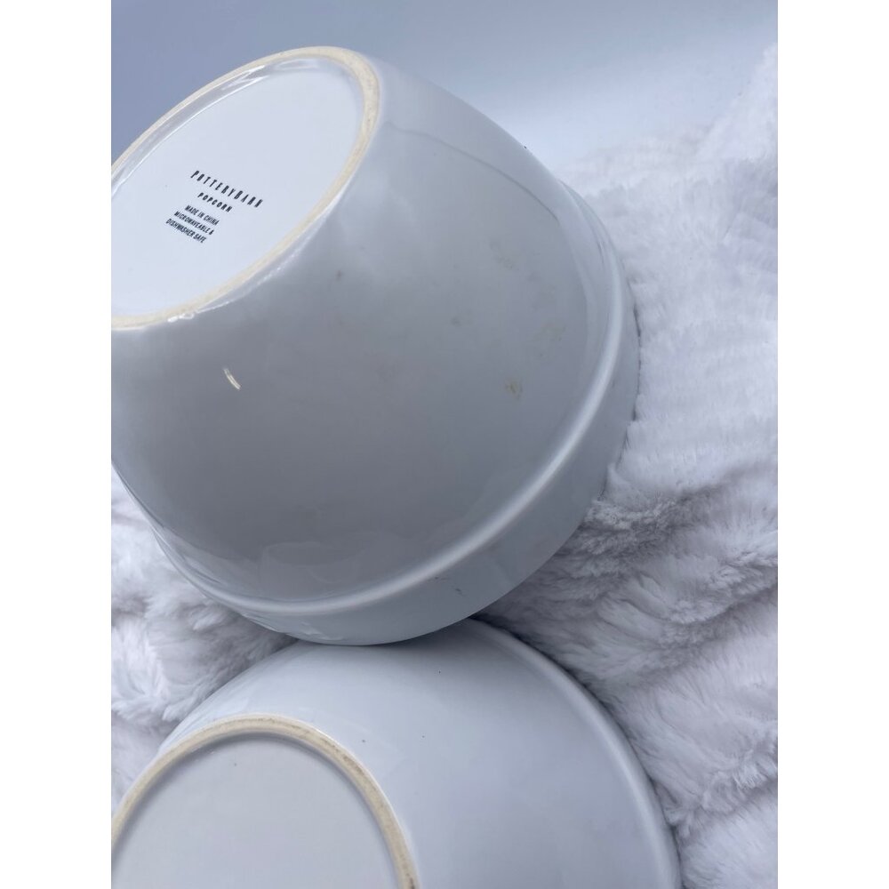 Vintage Pottery Barn White Popcorn Bowls Set of Two Discontinued - Picture 7 of 10